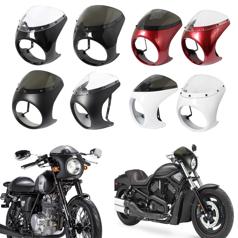 Bright Black Retro Motorcycle Refit Hood Dome Big Lamp Shade Pig Hood Cafe