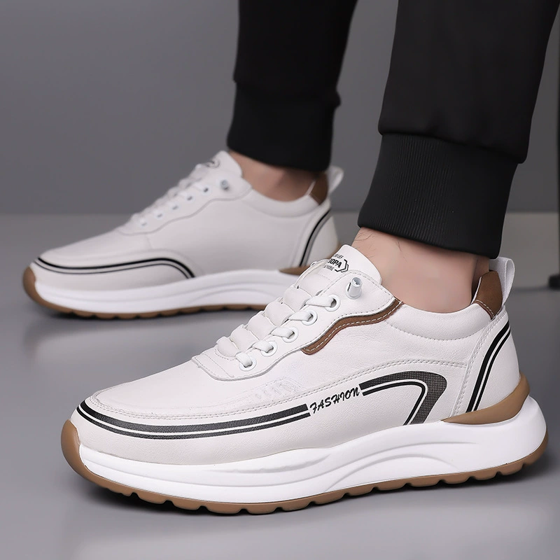 Новые мужские кожаные туфли без шнуровки в стиле casual, универсальные кроссовки для молодых мужчин, спортивные кроссовки, легкие белые туфли.