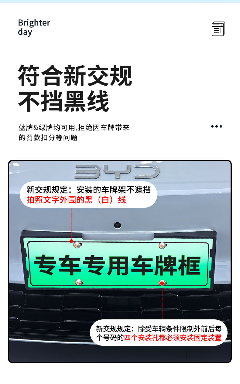 Suitable for 2026 Seal 08 license plate frame, new energy full-edge license plate frame, green license plate, new regulations license plate