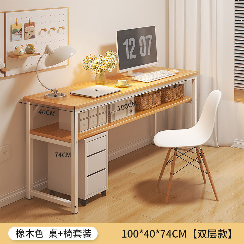 Escritorio de computadora, dormitorio de escritorio, escritorio de oficina en el hogar, escritorio largo, apartamento pequeño, estrecho contra la pared, escritorio de estudiante, estudio