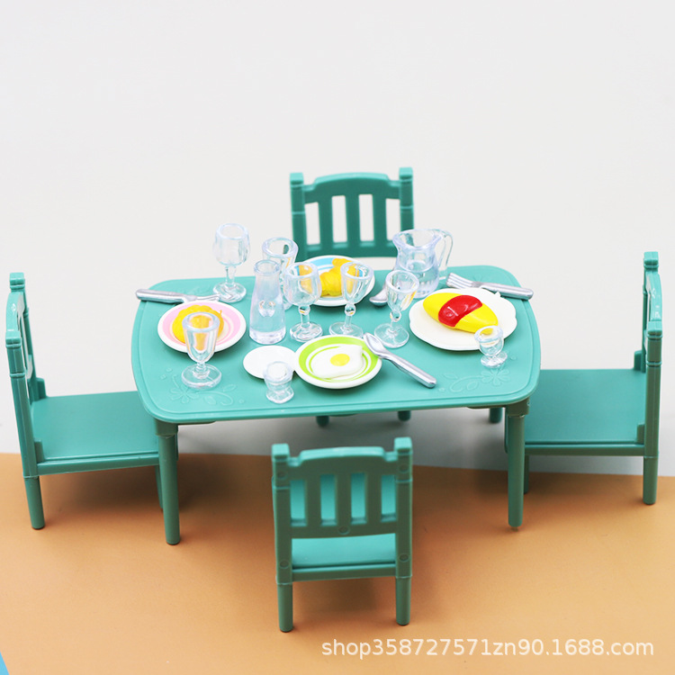 欧式仿真迷你餐桌早餐酒杯娃娃屋过家家厨房模型摆件儿童玩具礼物