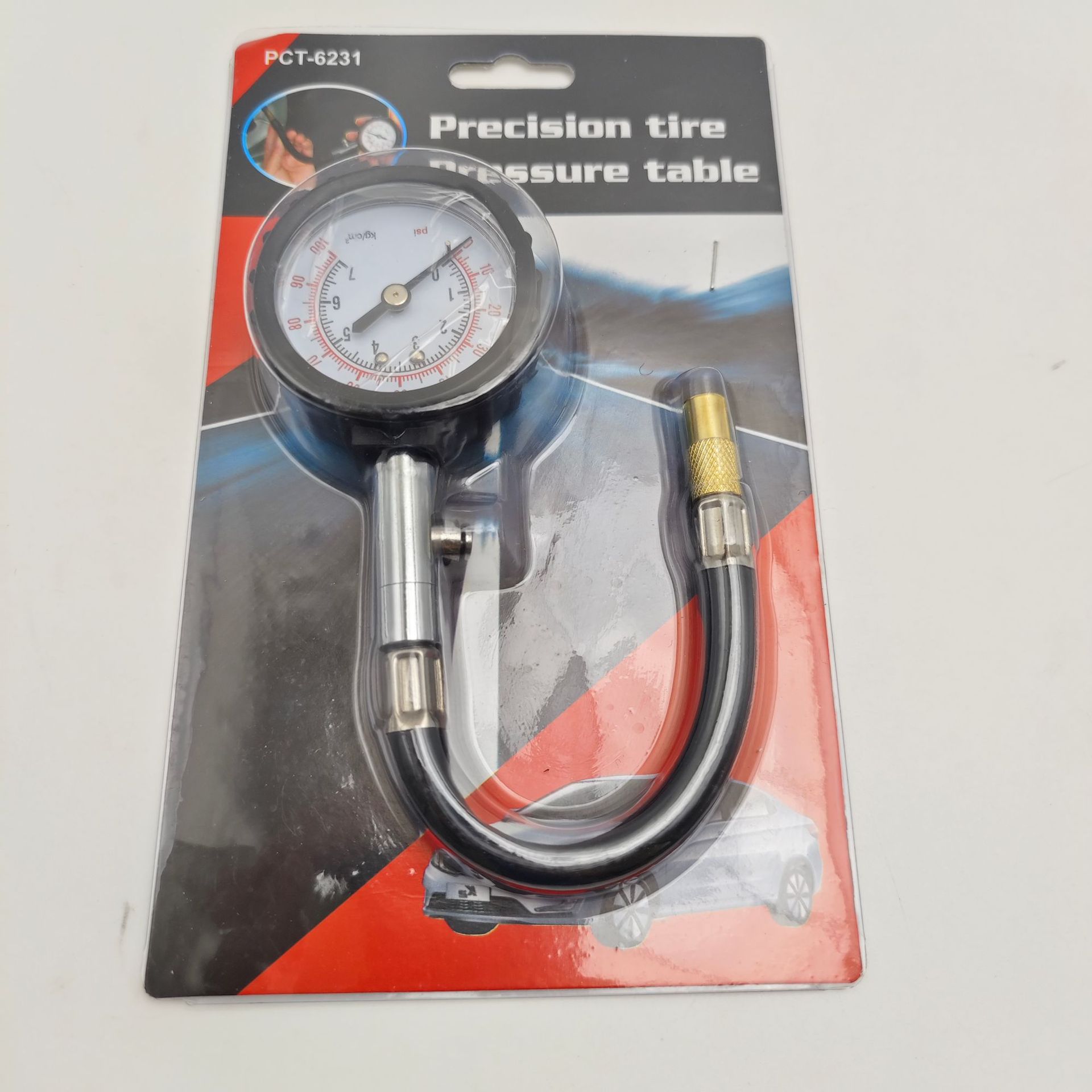 High-precision car tire pressure gauge, multifunctional with deflation function, long hose mechanical tire pressure gauge detector