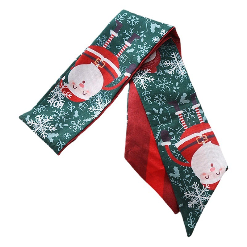 Новый красный Рождественский новогодний маленький длинный шелковый шарф Женская резинка для волос галстук сумка с ленточной лентой декоративная резинка для волос