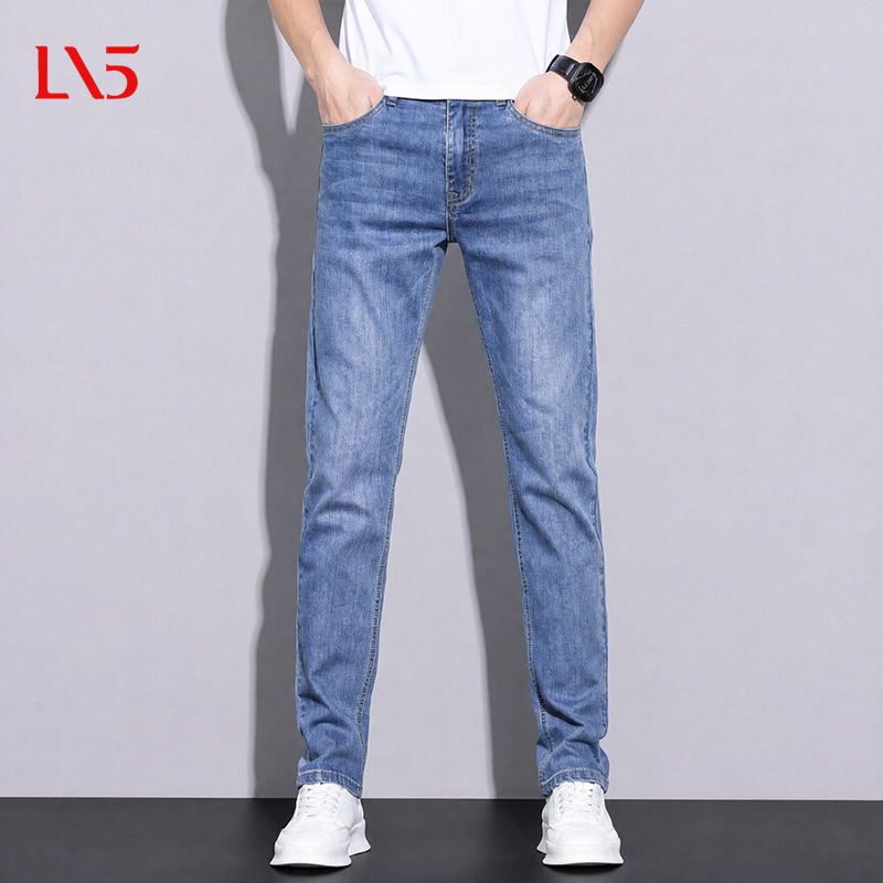 2026 Spring and Autumn New Light-Colored Men's Straight-Leg Slim-Fit High-End Stretch Casual Jeans 2026 Spring and Autumn New Light-Colored Men's Straight-Leg Slim-Fit High-End Stretch Casual Jeans