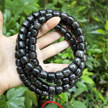 工厂批发 天然黑水牛角佛珠108颗 藏式老型桶珠可可西里驴蹄手串