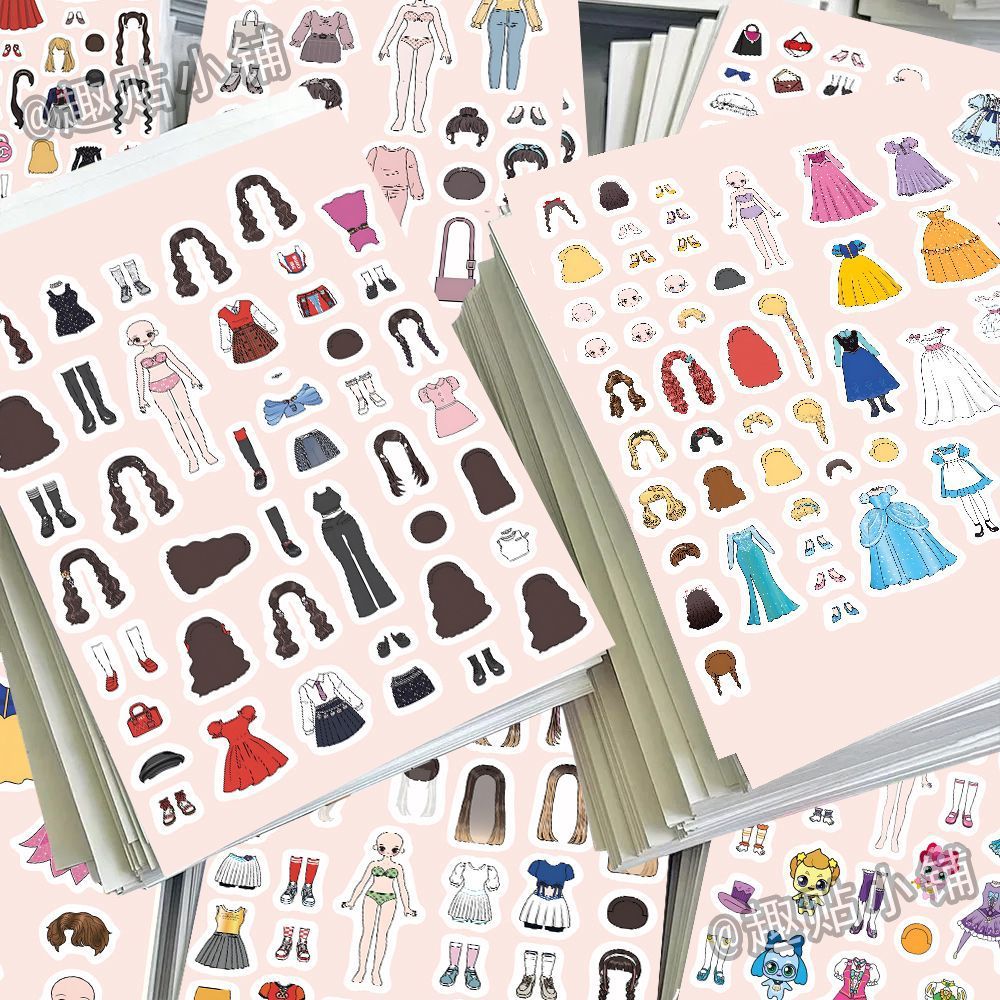 Muñeca princesa encantadora cambiando de vestir pegatinas hechas a mano niños divertidos rompecabezas libros tranquilos juguetes cuaderno DIY pegatinas