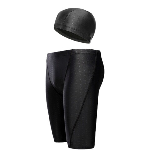  Men's Swimming Pants Shark Skin Swimming Pants with Swimming Cap Men's Swimming Supplies Five Points Swimming Pants Wholesale