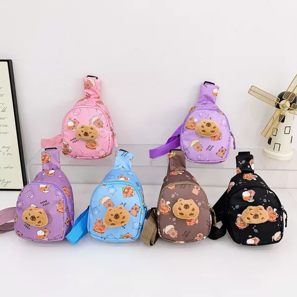 Japanese-Style Cartoon Unisex Children's Chest Bag Cute Capybara Pendant Baby Crossbody Bag New Foreign Trade Children's Bag