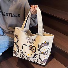 アニメズックショルダーバッグ女性大容量通勤トートバッグ2025春夏かわいい猫手提げ袋クロスボーダー