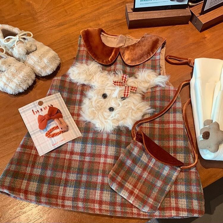 Zheng Zheng siete niñas más chaleco de terciopelo otoño invierno 2025 nueva falda de aniversario de niña niña falda de princesa bebé