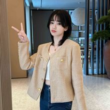 春秋新款小香风短外套女圆领小个子百搭时尚韩风休闲小众减龄上衣