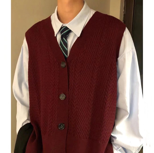 Retro Japanese burgundy cardigan