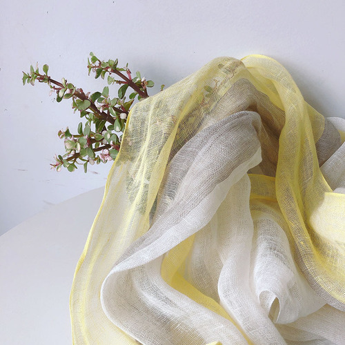 Spring and Autumn new style pure linen fresh literary versatile wide vertical striped scarf Japanese ladies silk scarf dual-purpose shawl