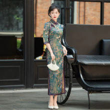 高端旗袍新中式秋女2024新款日常复古改良国风连衣裙年轻气质长款