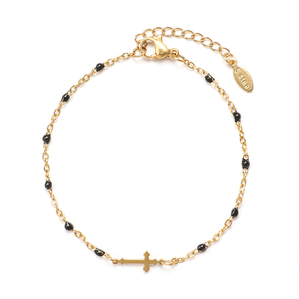 Stainless Steel Simple Style Cross Enamel Plating Bracelets display picture 10