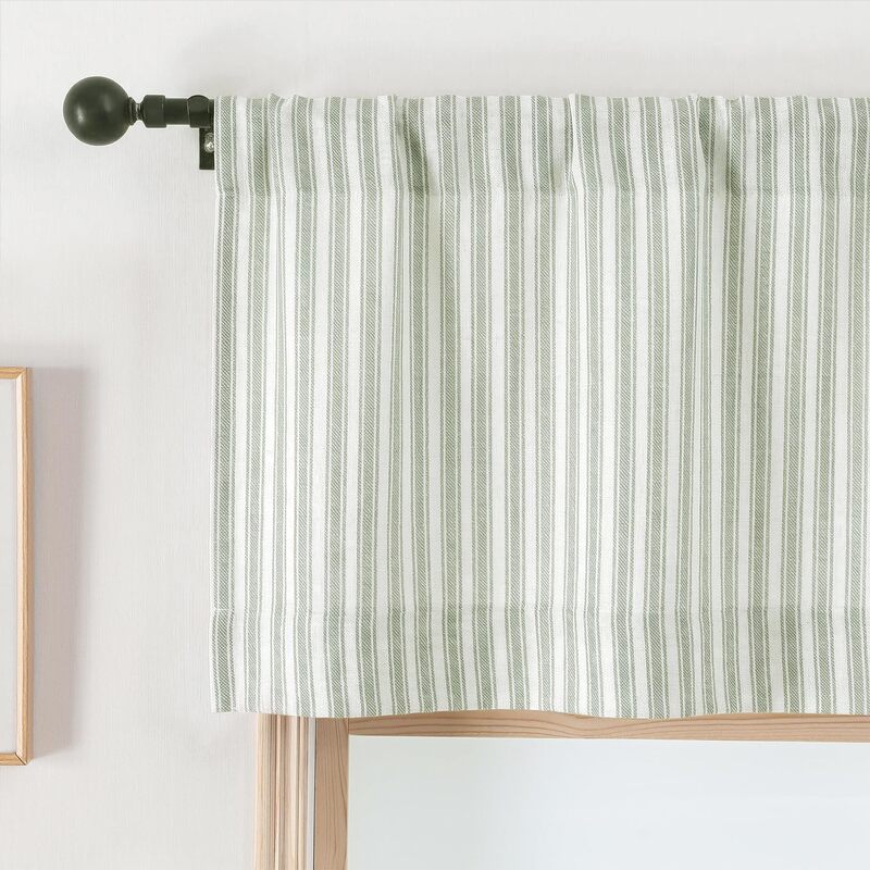 Cross-Border Amazon Short Curtains Bohemian Style Sage Green Fine Striped Coffee Curtains Kitchen Sink Cabinet Cross-Border Amazon Short Curtains Bohemian Style Sage Green Fine Striped Coffee Curtains Kitchen Sink Cabinet