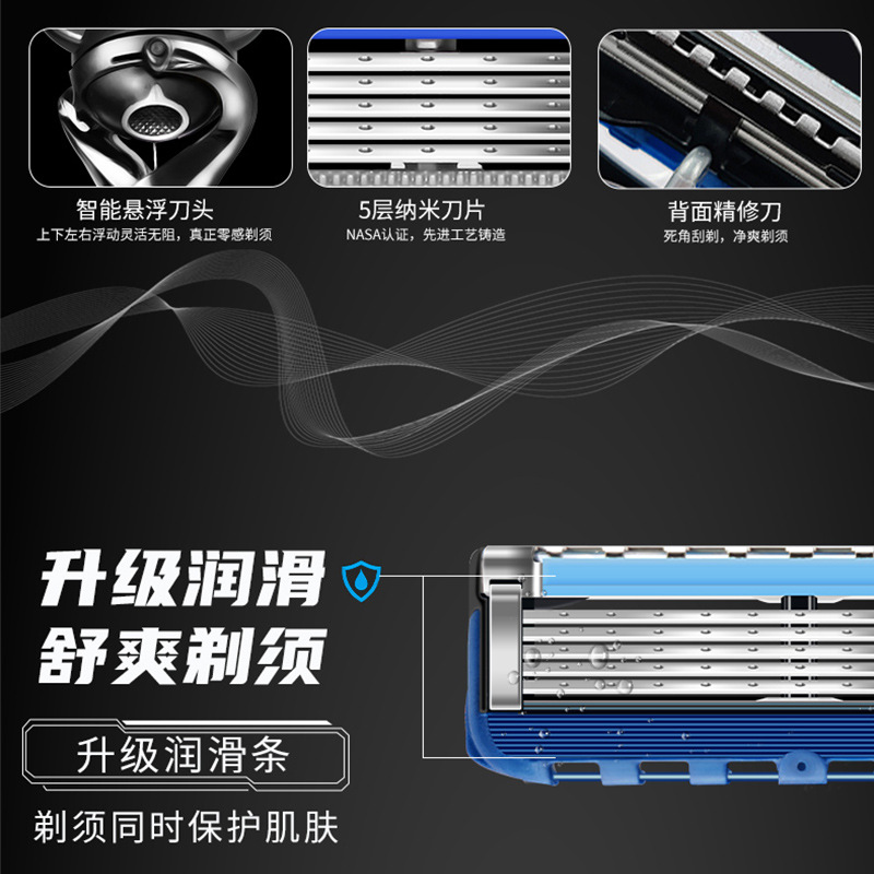 Afeitadora manual Gillette Fusion ProGlide con cuchillas de repuesto y mango ergonómico