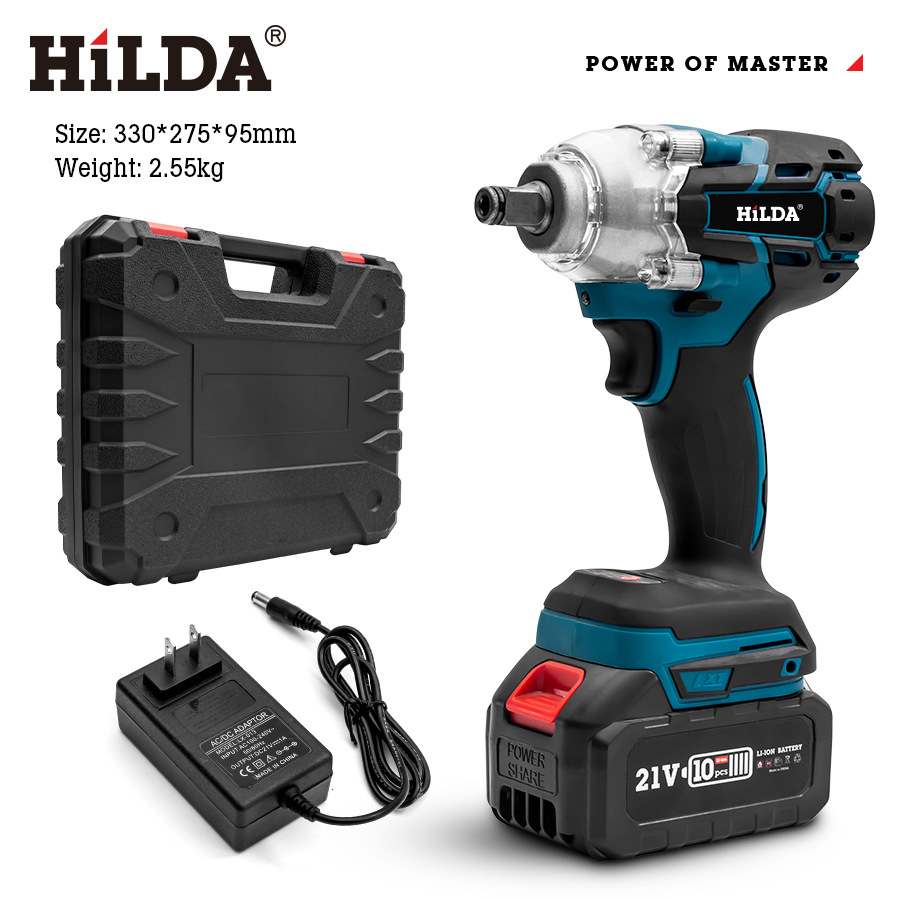 Llave eléctrica de batería de litio HILDA/Hilda, llave de tubo para reparación de automóviles, destornillador de alta potencia.