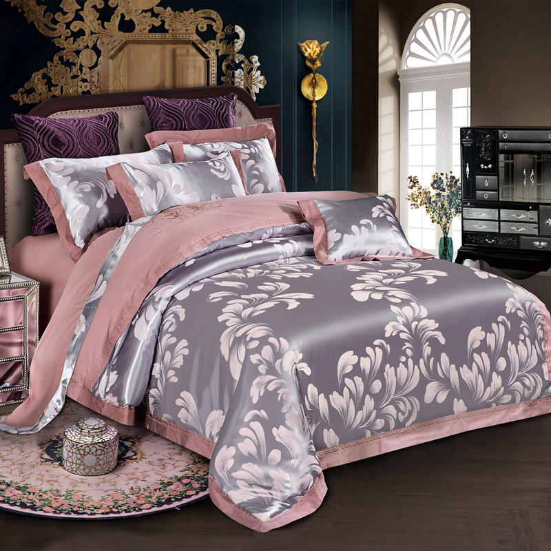 南极人四件套天丝绣花4件套纯 棉裸睡60s欧式贡缎提花刺绣婚庆批