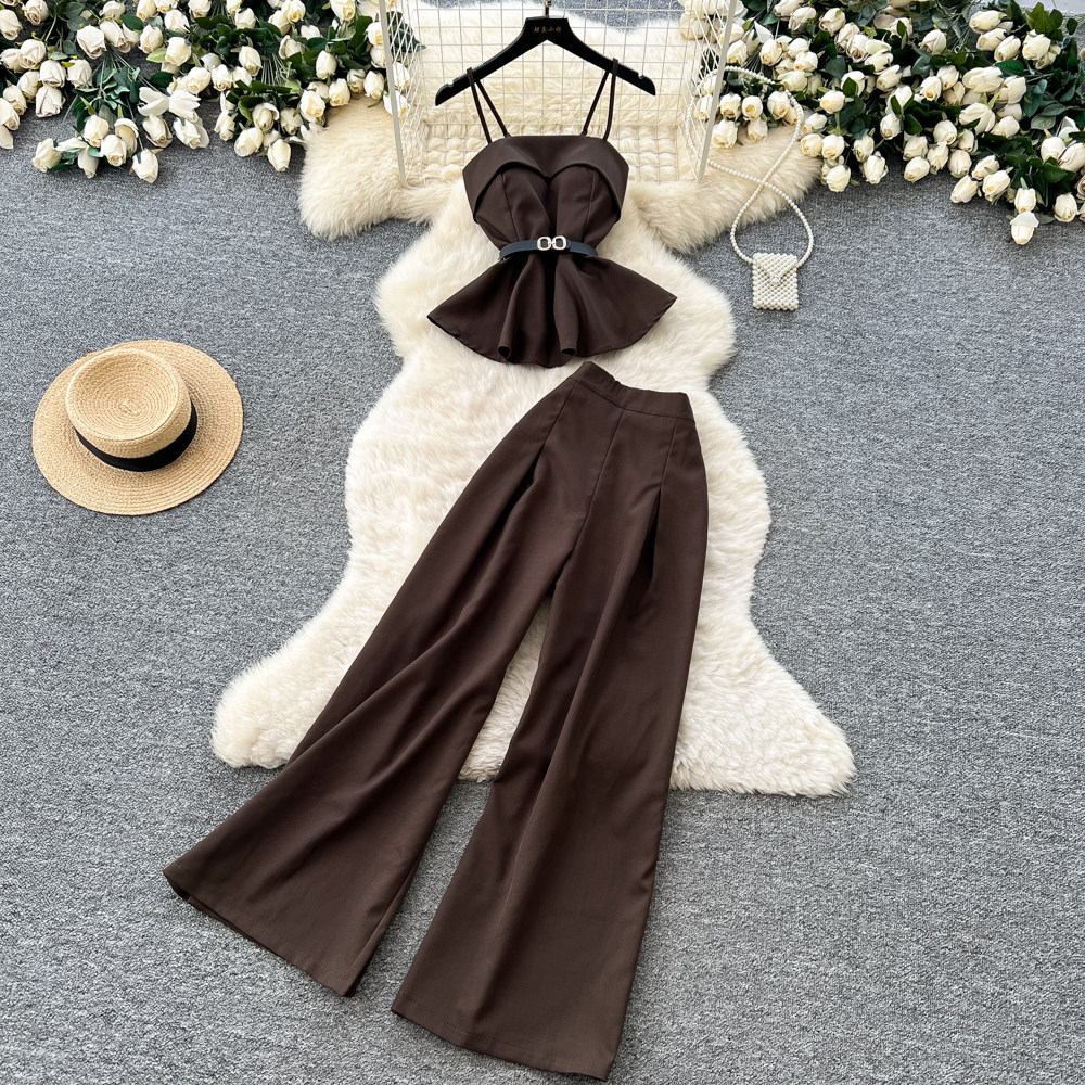 Minimalist Women's Summer Commuter Suit High Waisted Two Piece Set_voghion.com