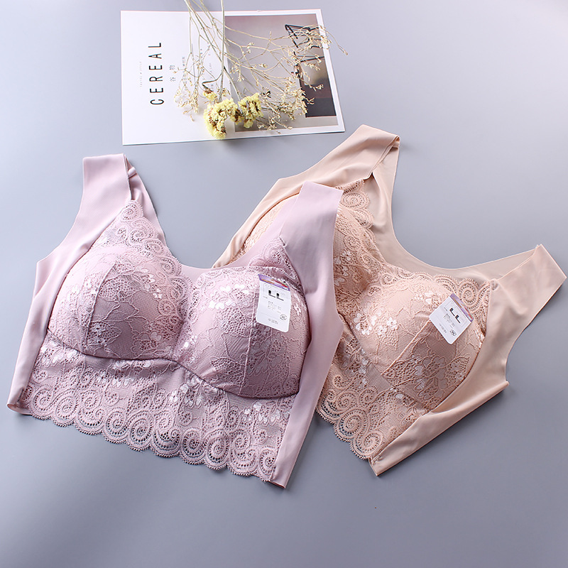 One-Piece Drop-Shipping Thin Sexy Side-Gathering Bra Without Underwire, Plus-Size Camisole-Style Sleep Bra for Plus-Size Women