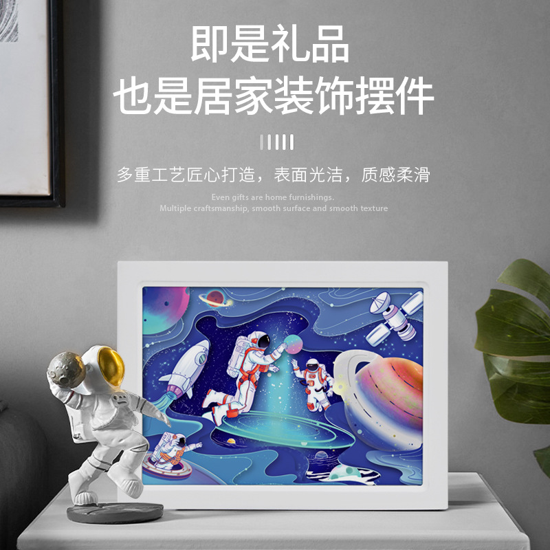 Creative Enterprise Commemorative Gift Astronaut Starry Night Bedside Lamp Atmosphere Lamp 3D Stereo Light Shadow Paper Sculpture Lamp