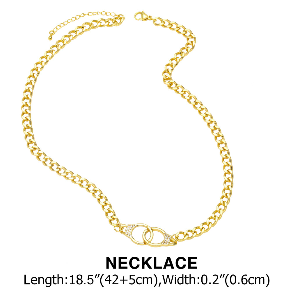 Fashion Handcuffs Copper Inlay Zircon Bracelets Necklace