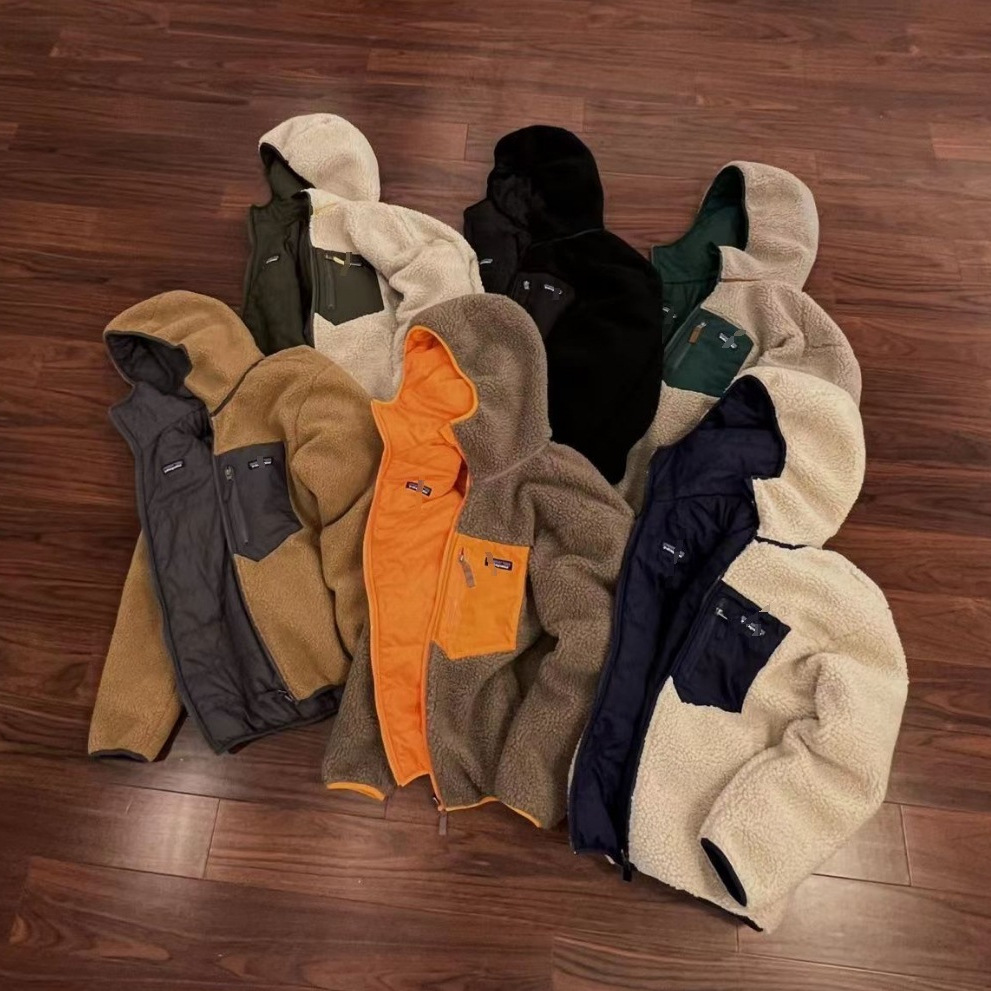 Abrigo de Lana de Cordero para Exteriores, de Doble Cara, con Capucha, Grueso y Cálido, para Parejas