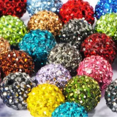 12 8 6 4 10mm 直孔ab软陶泥香巴拉珠子双孔散珠钻球手链串珠白蓝