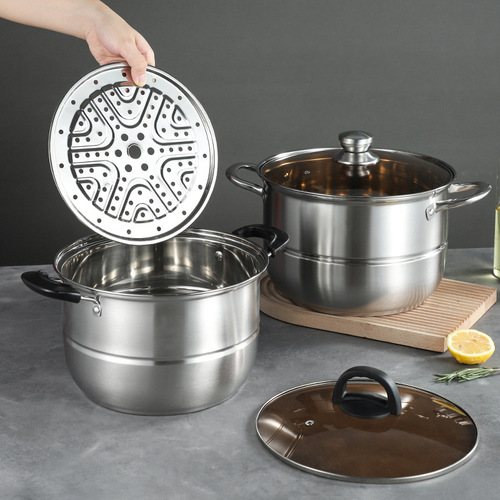 Thickened stainless steel steamer household double-layer three-layer steamer large-capacity multi-purpose soup steamer steamer fish pot gift pot