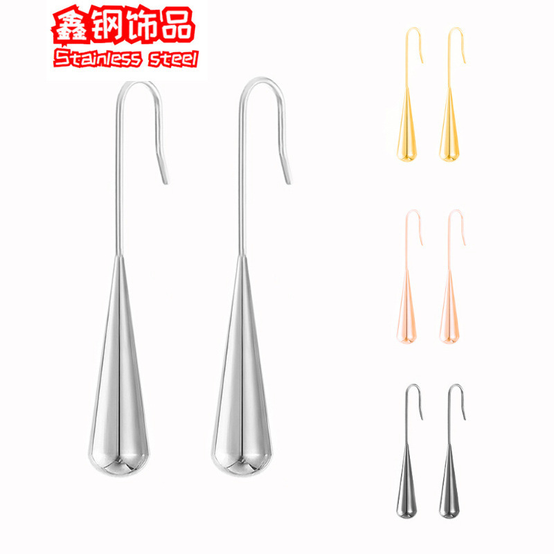 European and American Cross-Border Simple Stainless Steel Water Drop Earrings for Women, Retro Style, Unique Long Ear Hooks, Tassel Jewelry Wholesale European and American Cross-Border Simple Stainless Steel Water Drop Earrings for Women, Retro Style, Unique Long Ear Hooks, Tassel Jewelry Wholesale