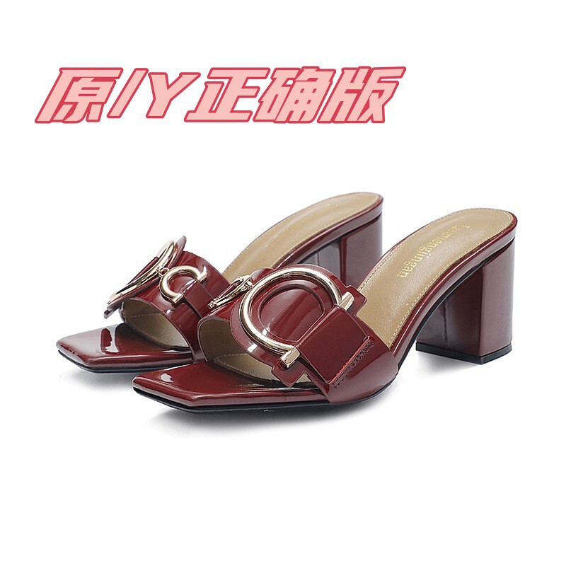 Fishtoe Shoes Thick Heeled Shoes Genuine Leather 2023 Summer New Fashion Lightweight Comfortable Alphabet Style High Heeled Thick Heeled Shoes for Women