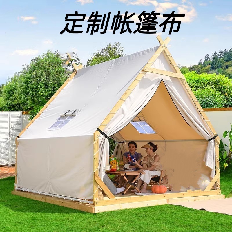 Internet Celebrity Triangular Wooden House Tent Cloth Steel Frame Breathable Color Steel Tent Tent Cloth Large Size Oxford Cloth
