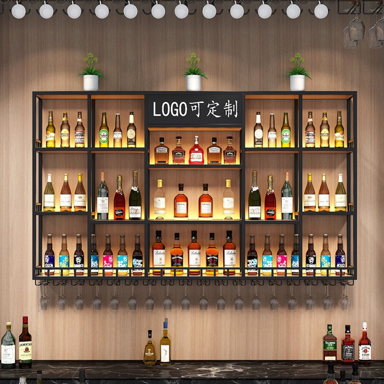 Bar Simple Wall Hanging Red Wine Rack Restaurant Wall Hanging Wine Cabinet Bar Hanging Iron Wine Rack Display Rack