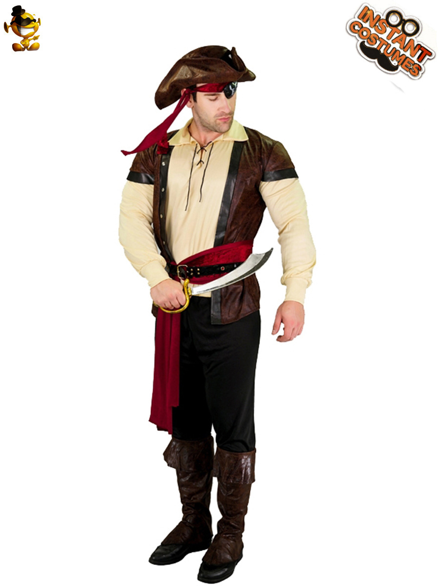 Halloween adulto hombres grandes de cuero pirata rendimiento traje Cosplay juego de rol partido traje de la etapa