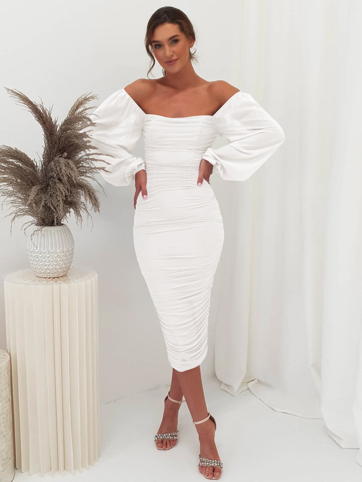 Lace Stitching Dress Toast Dress Square Collar Split Dress One Step Dress Light Dress Bridesmaid Dress