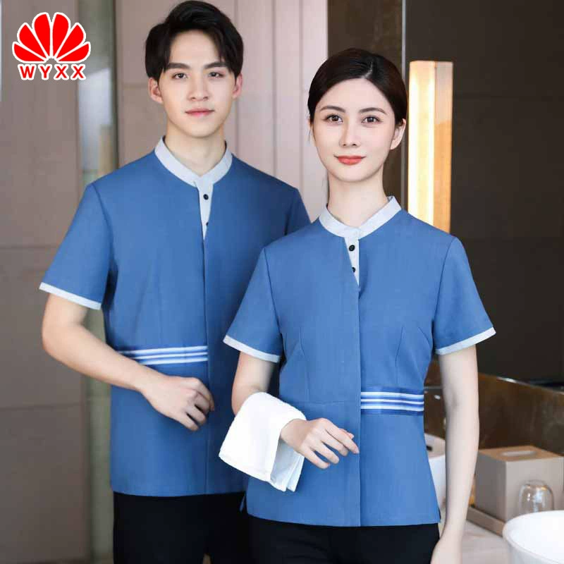 Рабочая одежда для уборки Женская летняя одежда с короткими рукавами Гостиничная комната Жилая недвижимость Тетушка PA Униформа Дышащая сетчатая одежда