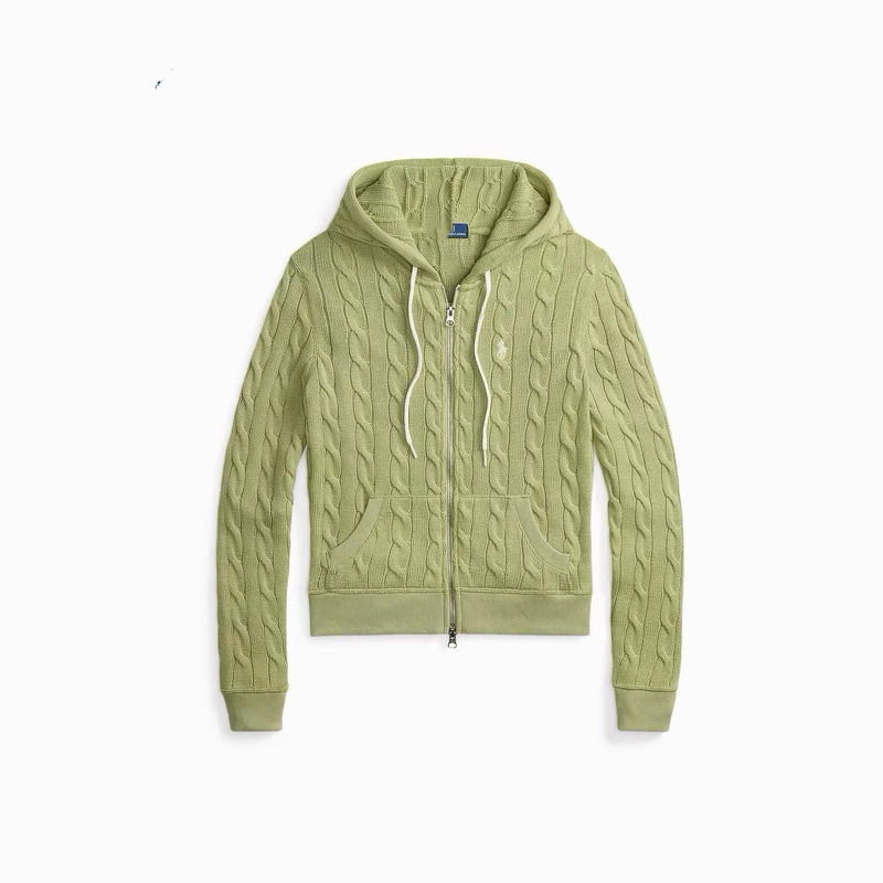 High-end RL Ralph Lauren cable-knit zip-up hoodie with pockets, American college style, can be scanned for authenticity High-end RL Ralph Lauren cable-knit zip-up hoodie with pockets, American college style, can be scanned for authenticity