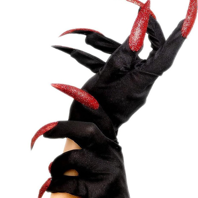 Cross-border Carnival Halloween cosplay witch Gold Pink nail gloves horror decoration props factory direct sales