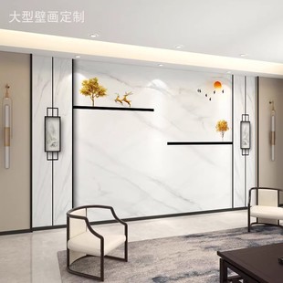 New Chinese Style Landscape Painting Artistic Conception Sofa Tv Background Wall Cloth Mural Living Room Film and Television Wallpaper Modern Abstract Wall Cloth