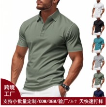 跨境欧美polo衫男款商务宽松速干网眼布高尔夫夏季polo短袖批发