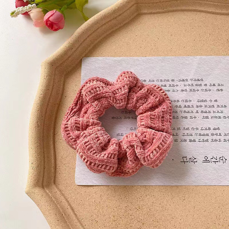 Thickened plaid colon ring simple retro fat bowel ring high elastic durable colorful hair cord high ponytail hair adornment ring_voghion.com