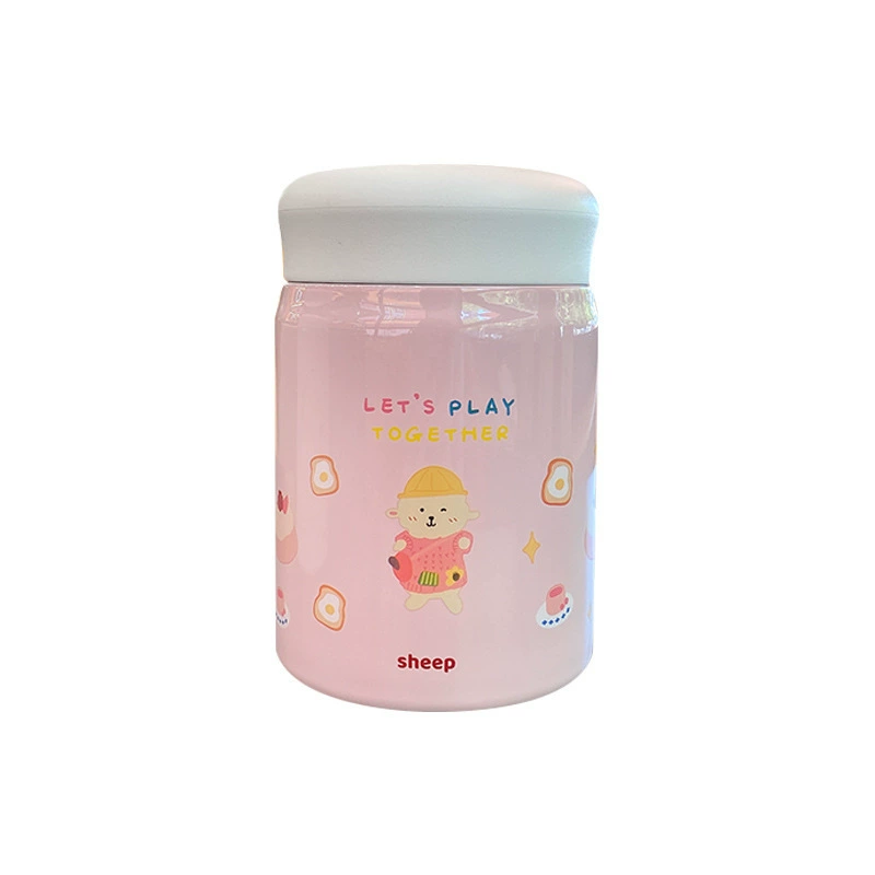 Handheld Measuring Cup, Cute Cartoon Kids Stainless Steel & Glass, 320 ml