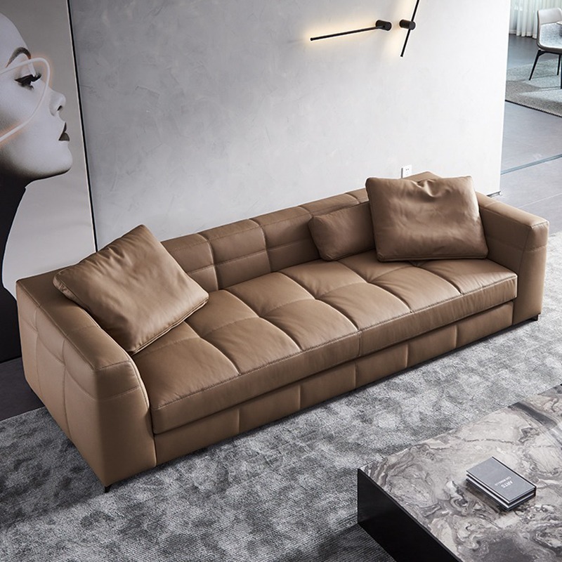Italiano blzer Breze minimalista sofá de cuero salón moderno minimalista primera capa de piel de vaca de lujo ligero combinación recta