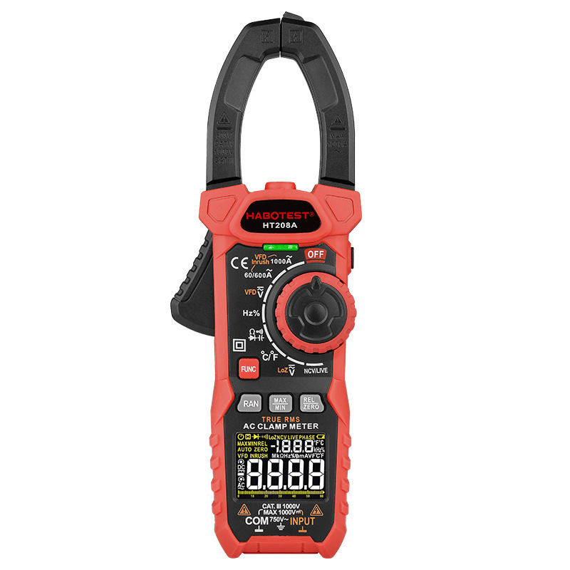 Huabo HT208A AC デジタル 1000A インテリジェントプライヤー型電流計多機能耐火性プライヤー型マルチメーター|undefined