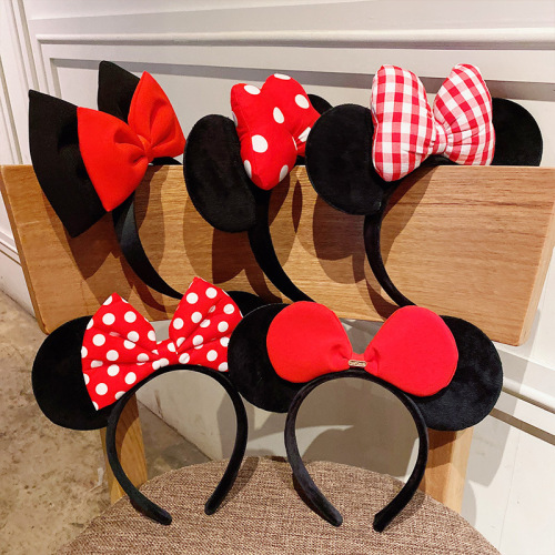 Adorable Mickey and Minnie Headband with Sparkling Butterfly Bow Hair Accessory for Adults and Children