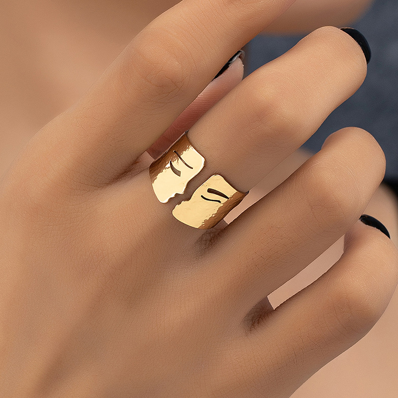 15g Weight Electroplated Gold Plating Process Retro Geometric Alloy Plating Women's Open Rings