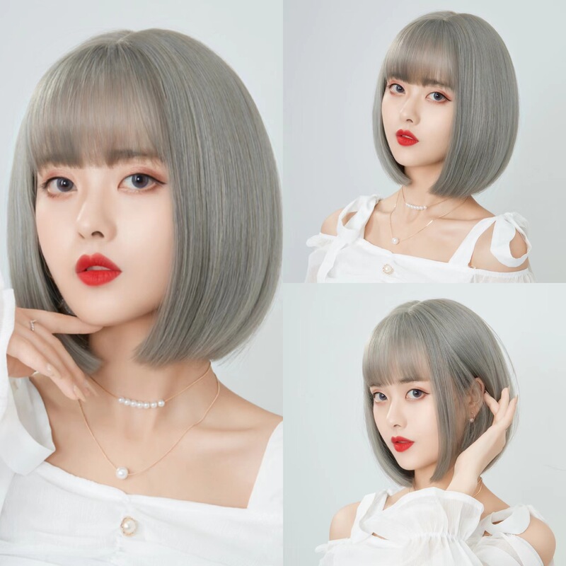 Short Hair Women's Wig, Fashionable and Cute Bob Wigs, Natural and Realistic, Breathable Rose Net Synthetic Fiber Full Wig
