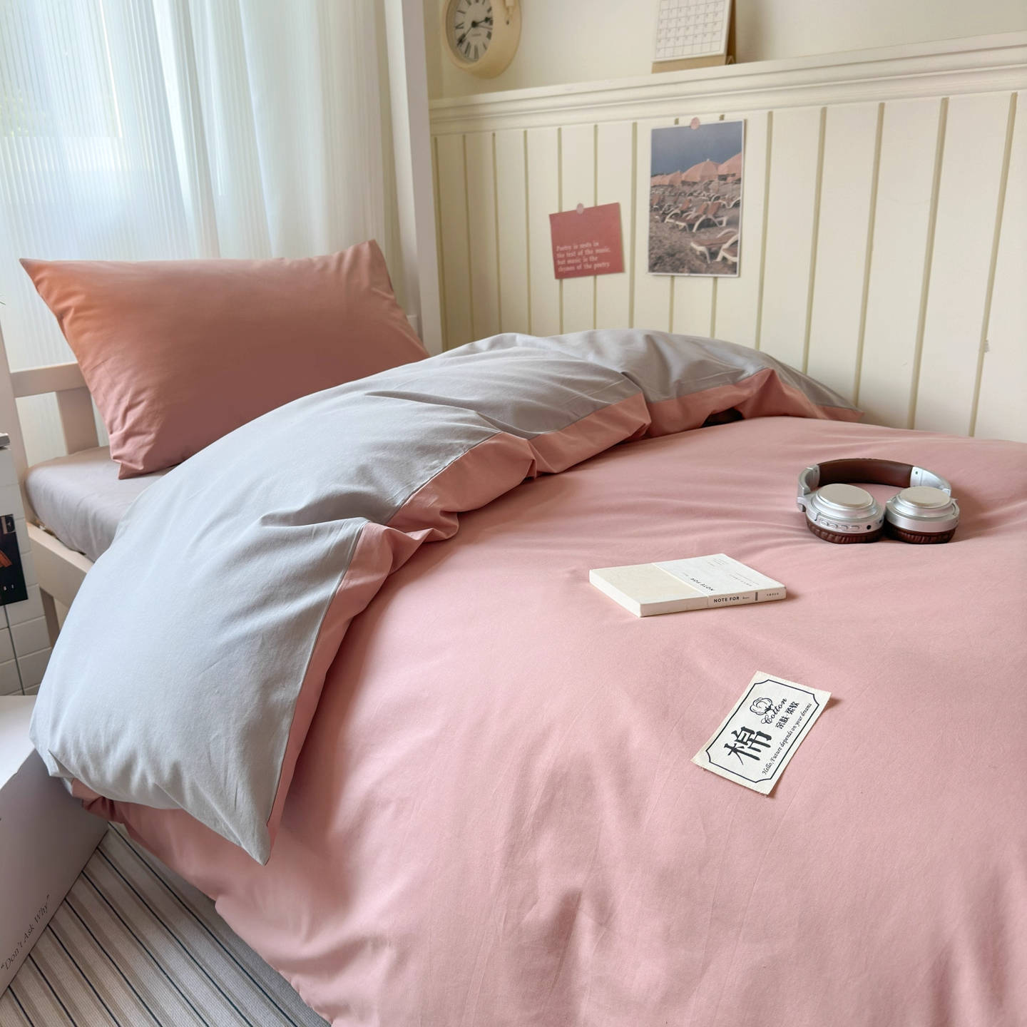 Cama de dormitorio de estudiantes universitarios de algodón de tres piezas, colcha de algodón puro, cama de cama de 90 sábanas