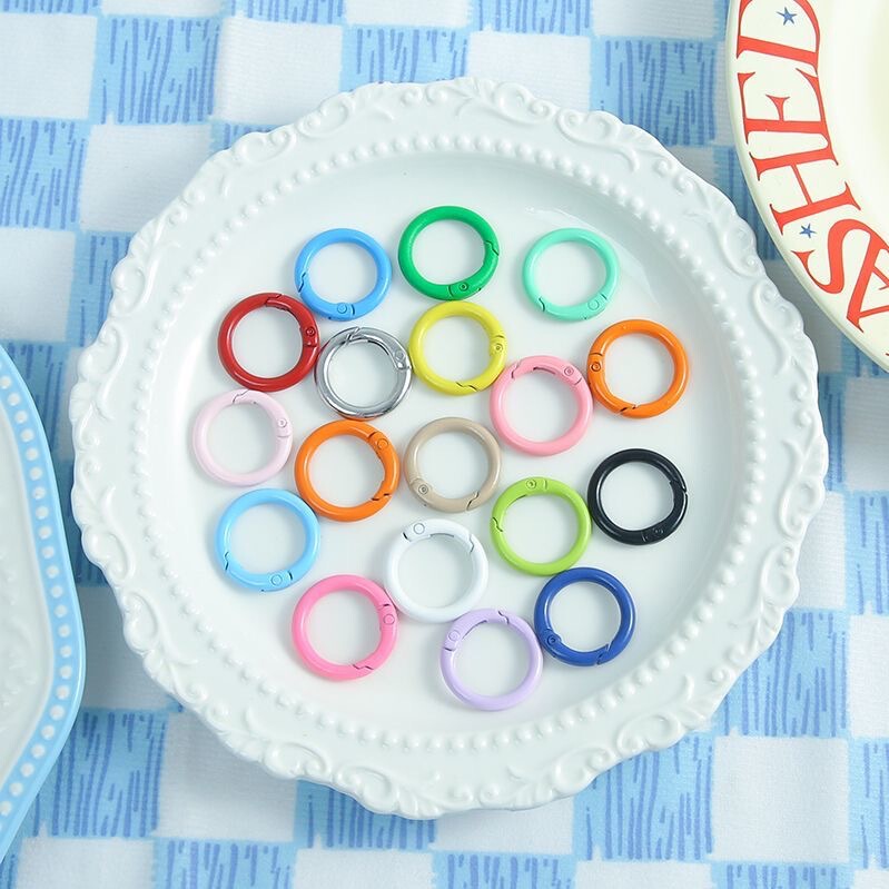 Candy-colored painted zinc alloy spring clasp open ring jewelry accessories wholesale spring ring key ring binder ring